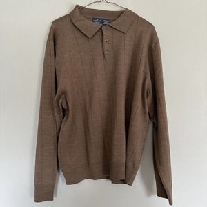 100 % Italian Merino Wool Brown Man Sweater Size XXL